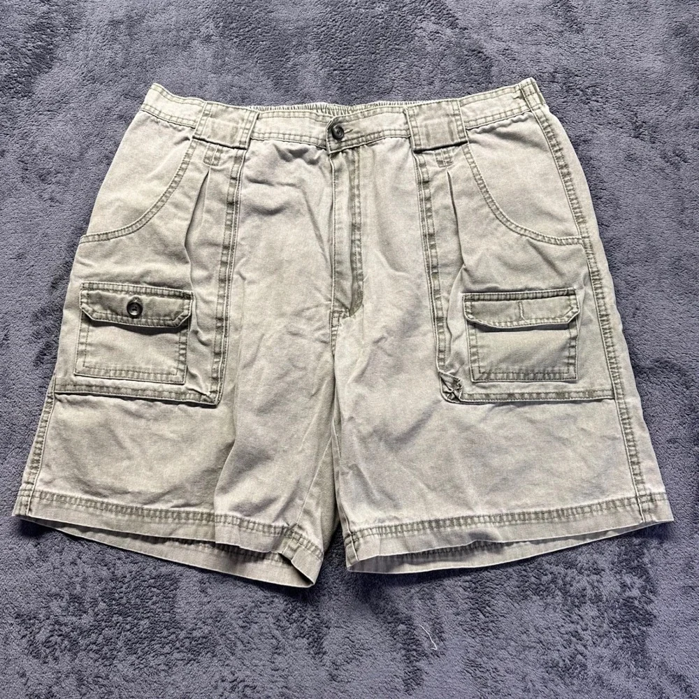 RedHead Safari Cargo Shorts Men's 38 Olive Green Utility Cotton Elastic Waist